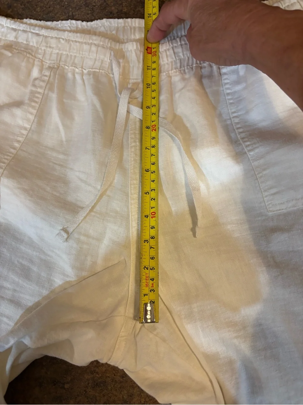 Casual Wide Leg Drawstring Linen-Blend Pants — Cream Cato Size 18-20W